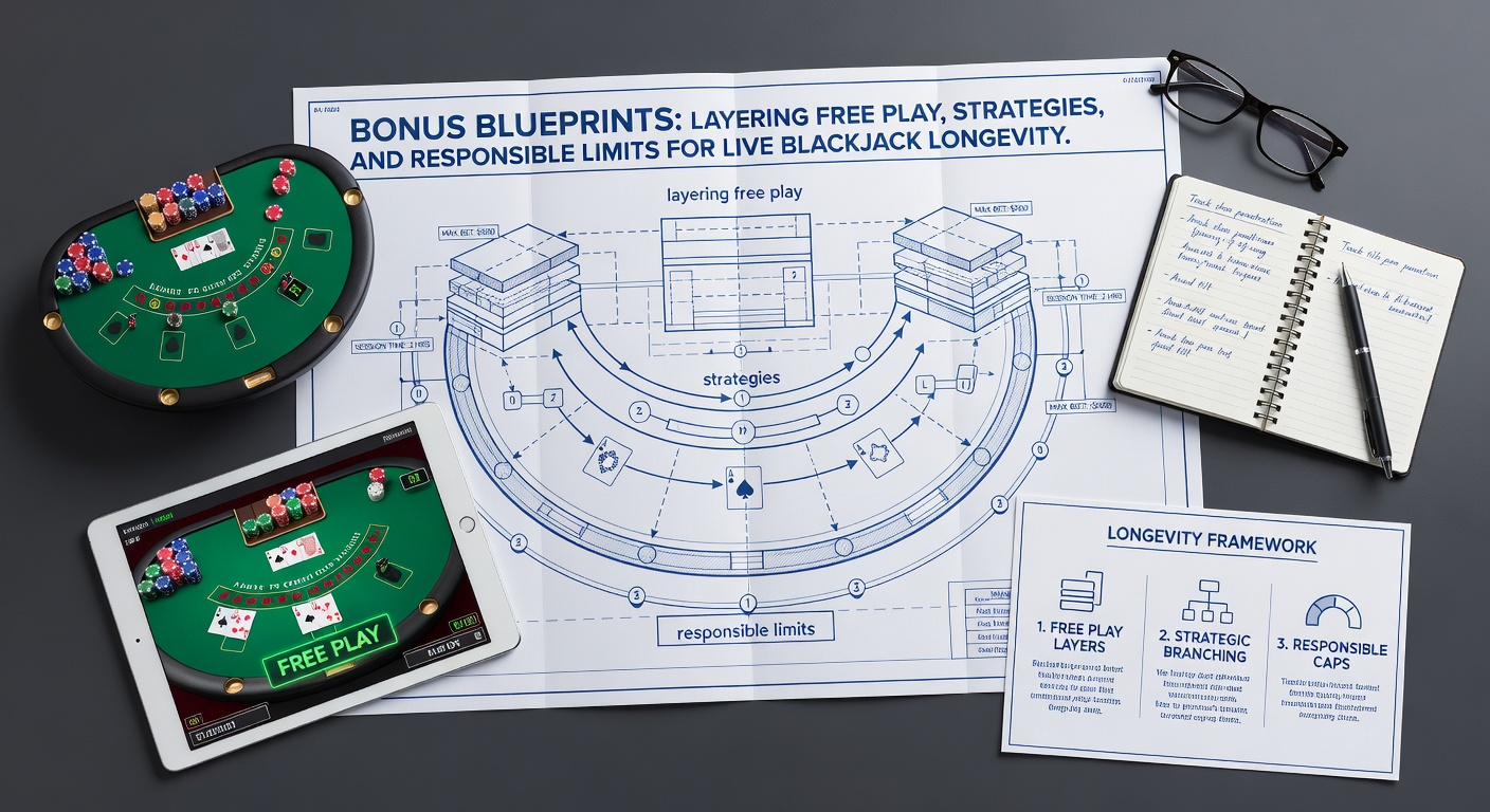 Dynamic live blackjack interface showing bonus notifications, strategy charts, and session timers overlaid on a dealer stream
