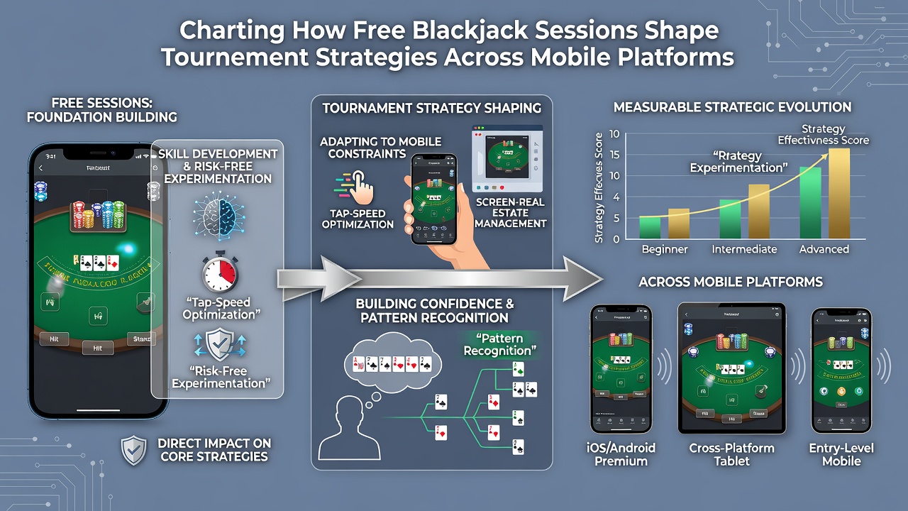 Tournament bracket screen on a smartphone showing player progression after free practice rounds