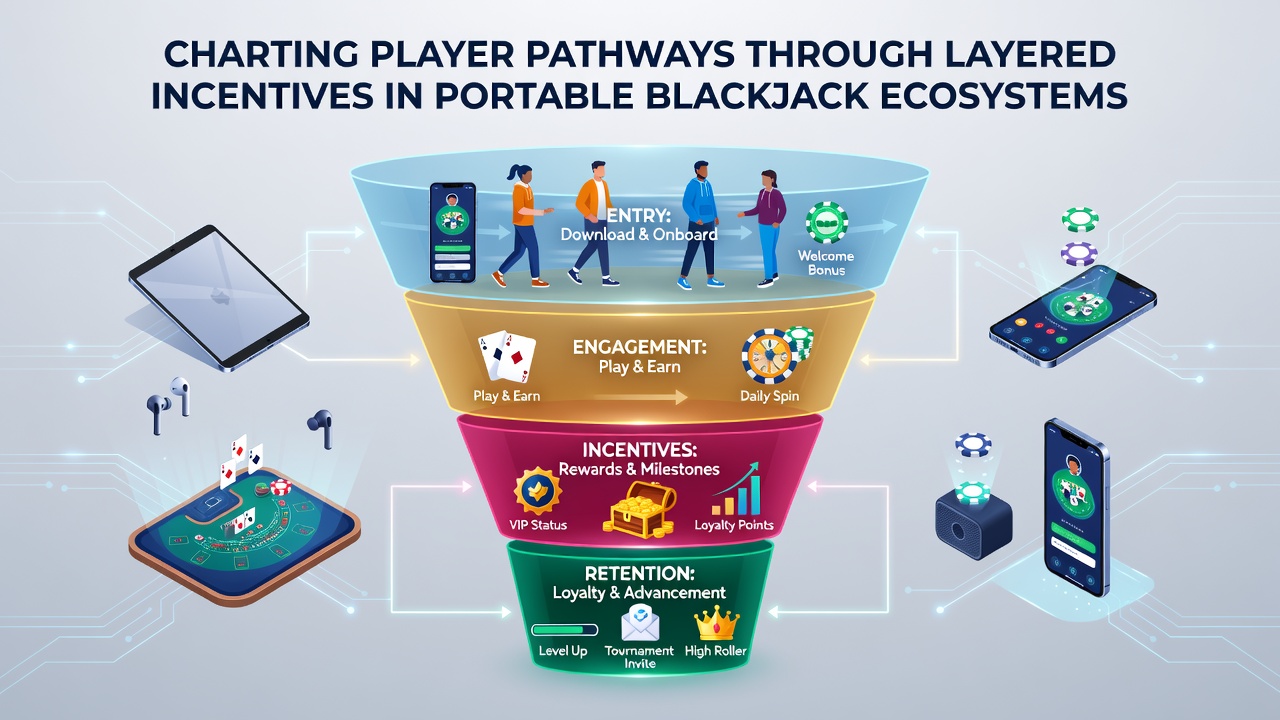 Mobile blackjack interface showing tiered reward structures and player progression paths