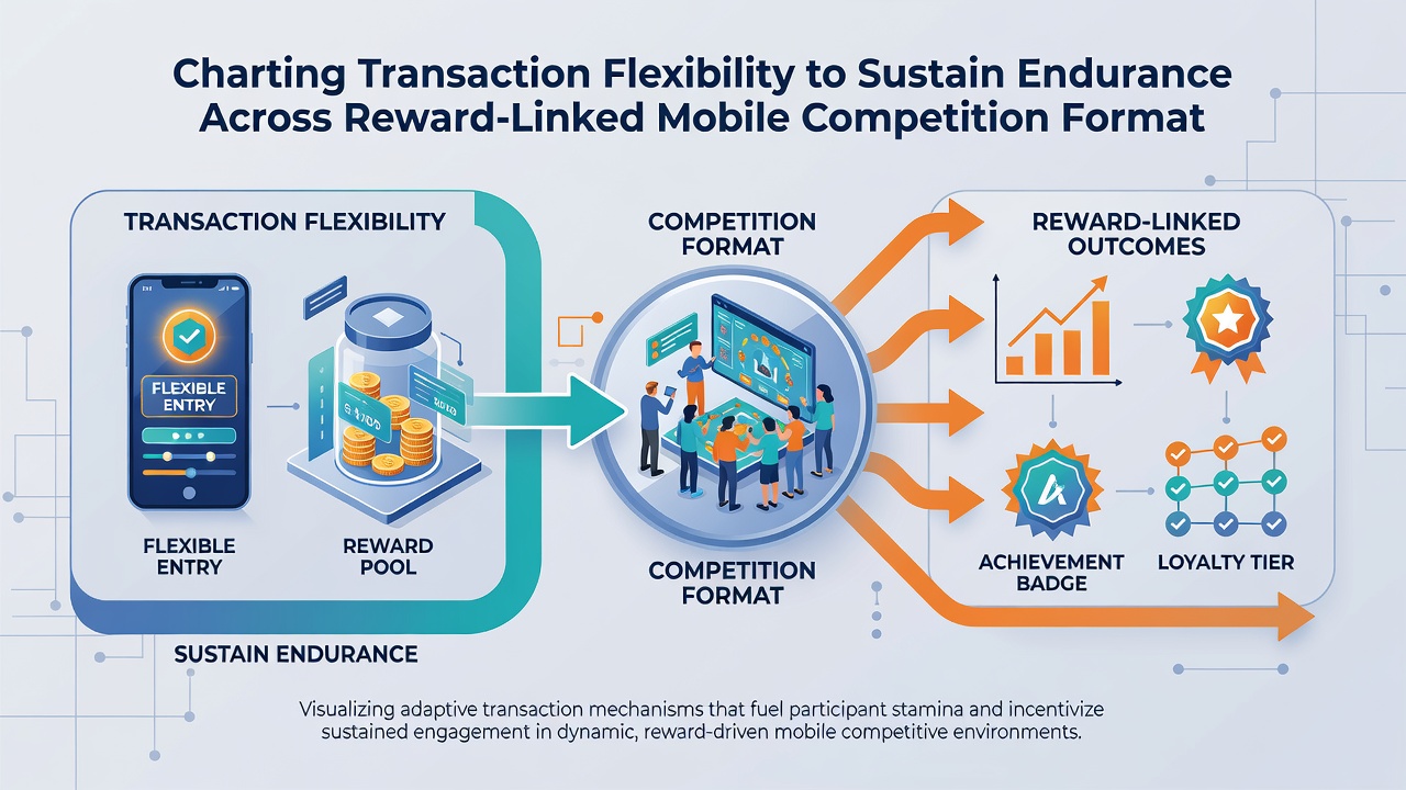 Illustration of transaction flow between mobile devices and reward systems in competitive gaming environments