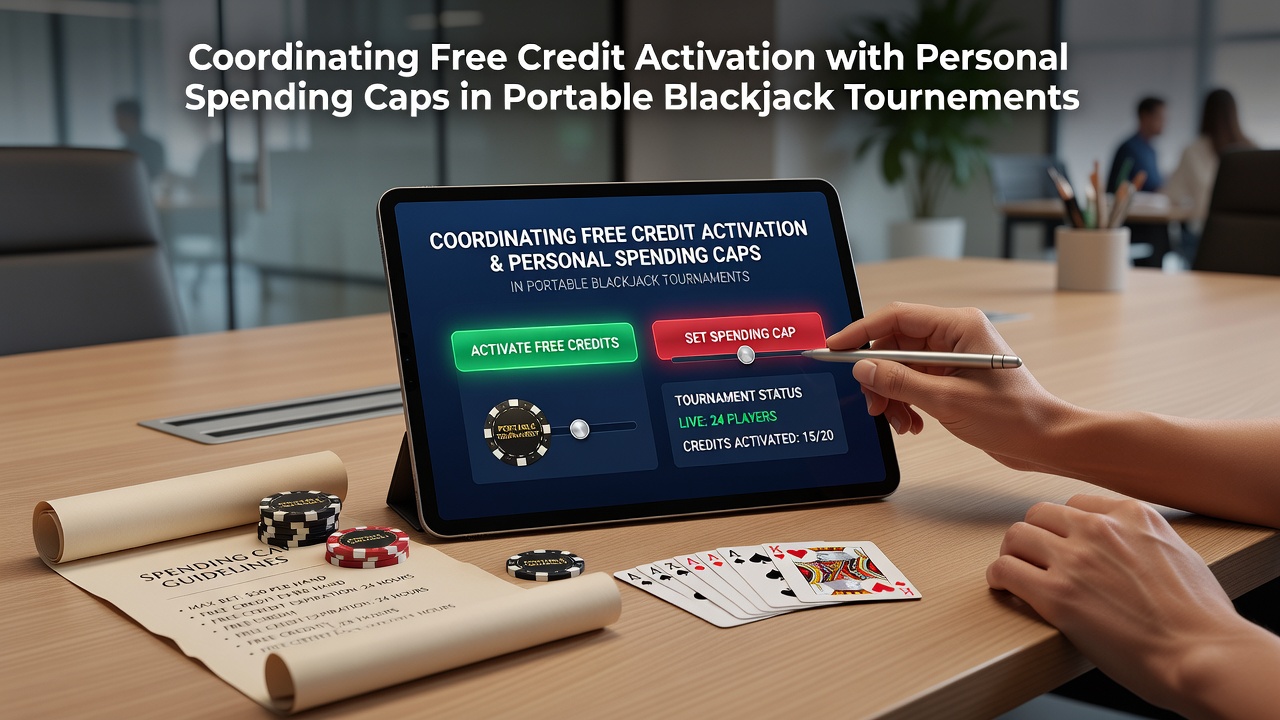 Mobile blackjack tournament interface showing credit activation options and spending cap settings on a smartphone screen