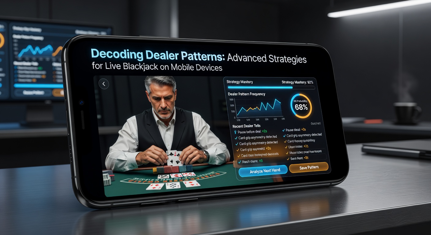 Close-up of a live blackjack dealer shuffling cards on a streamed table, with mobile device screen overlay showing the game interface