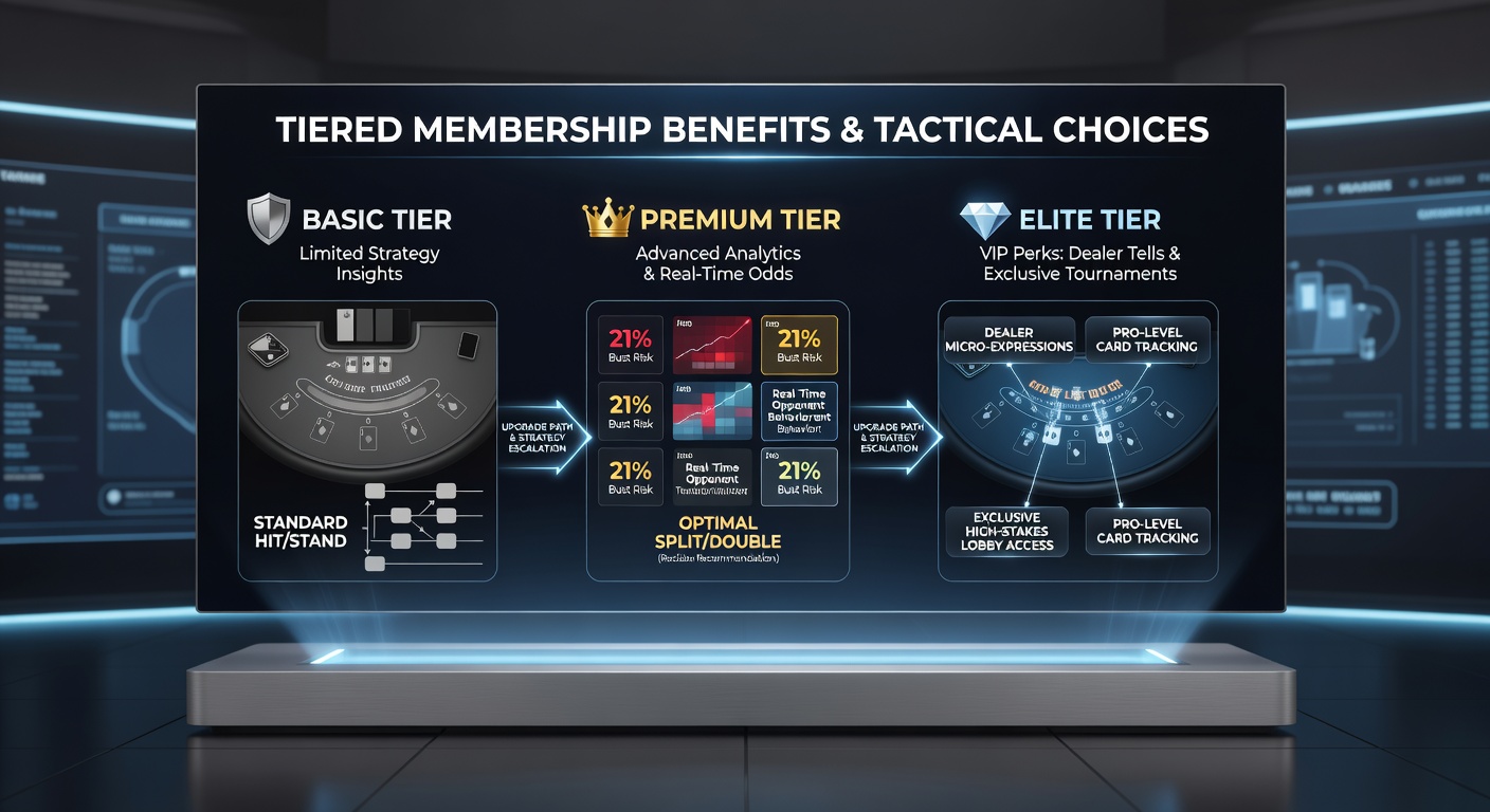 Players reviewing membership benefits dashboard during a virtual blackjack tournament session