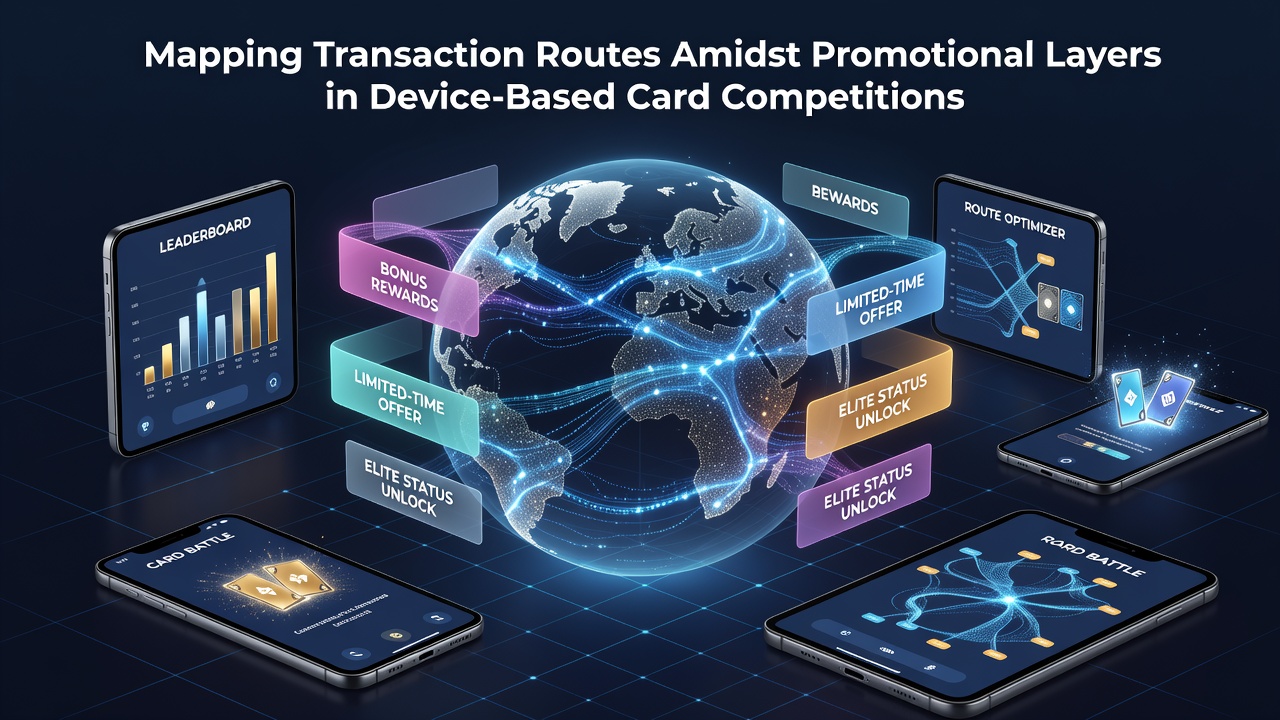 Flowchart illustrating layered promotional incentives affecting transaction routes on mobile devices
