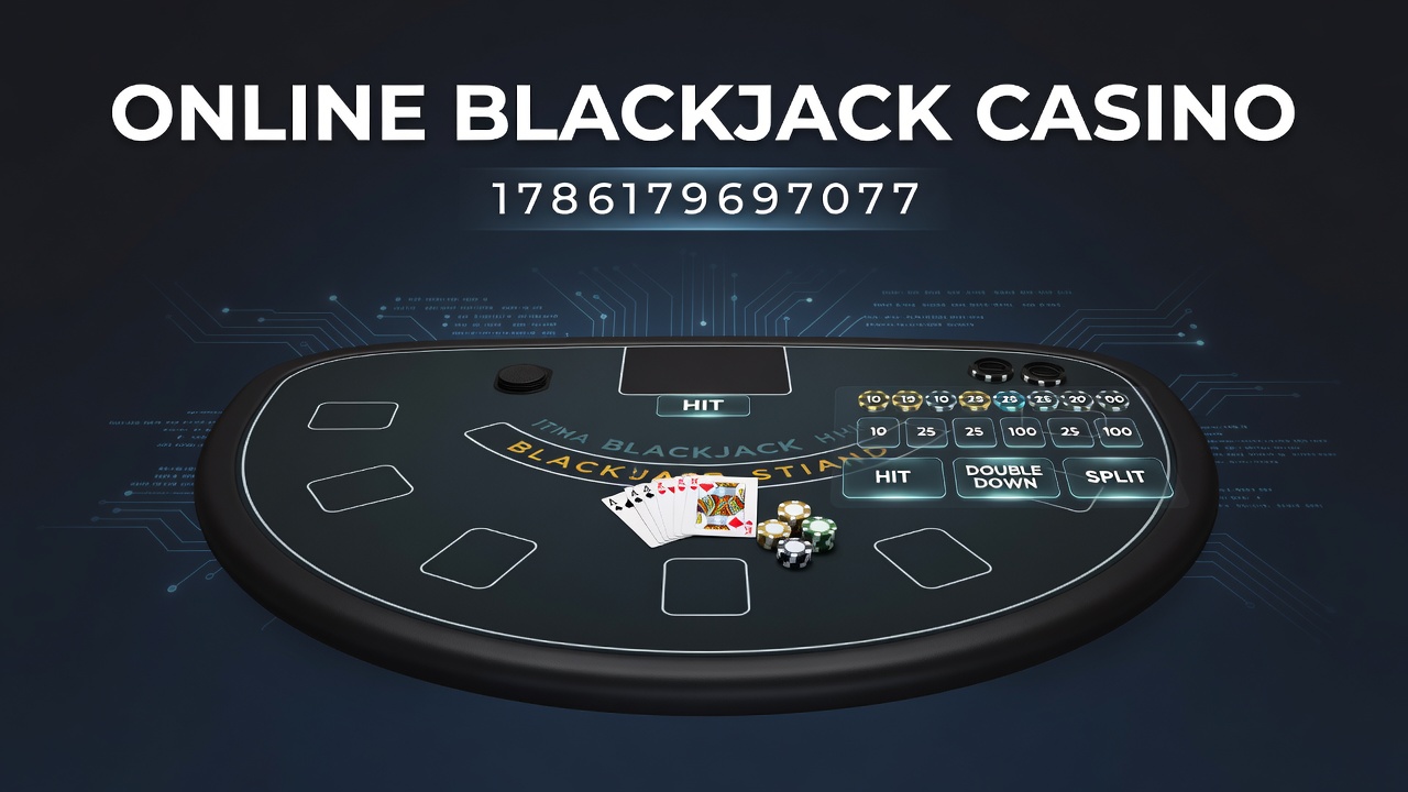 Online blackjack casino interface showing virtual table and card dealing