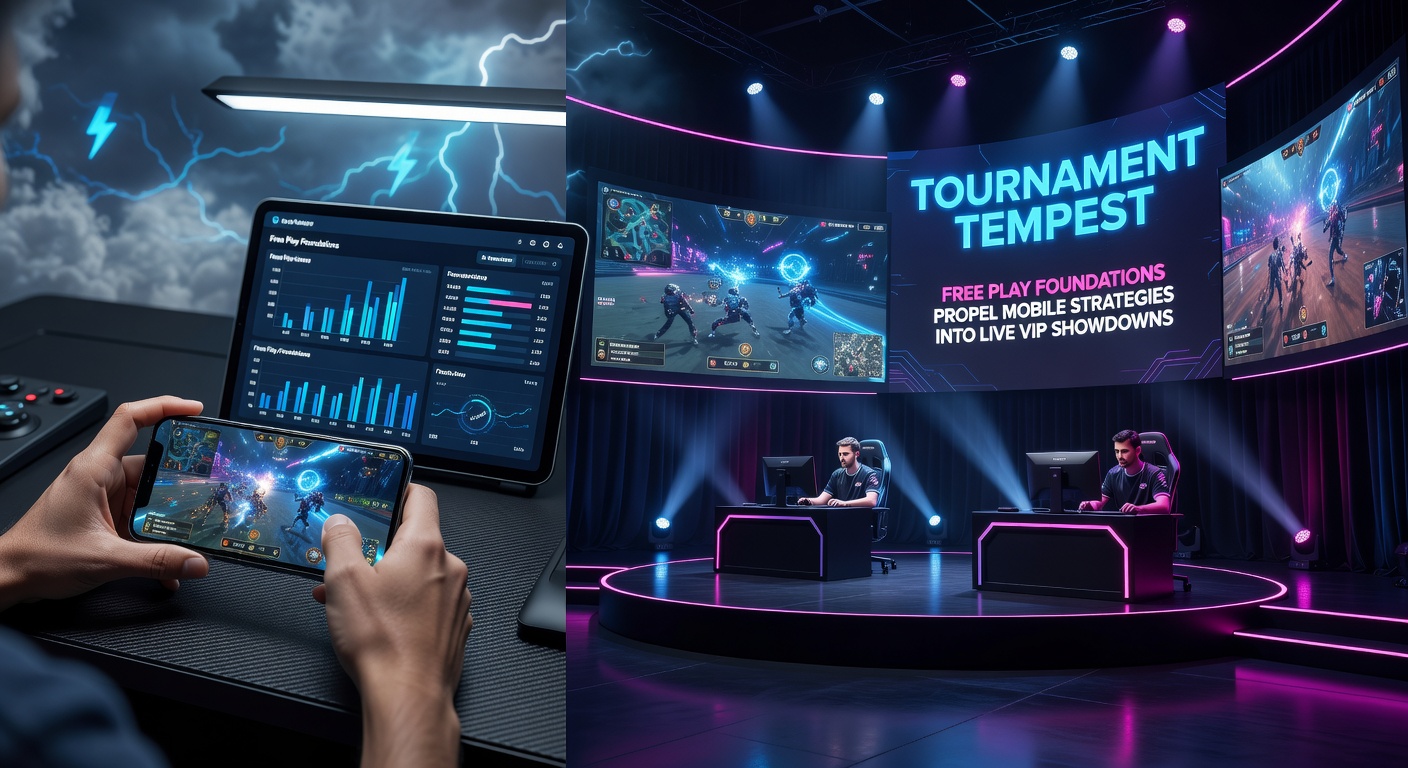 Dynamic scene of mobile blackjack players transitioning from free play screens to intense live tournament tables, highlighting strategy evolution