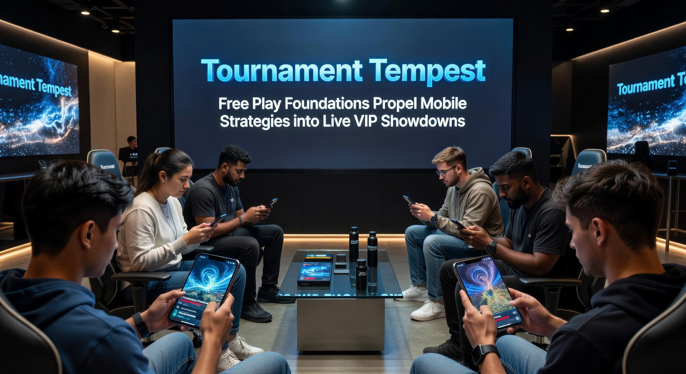 High-stakes live VIP blackjack tournament with players at elegant tables, screens showing chip stacks and strategies in action